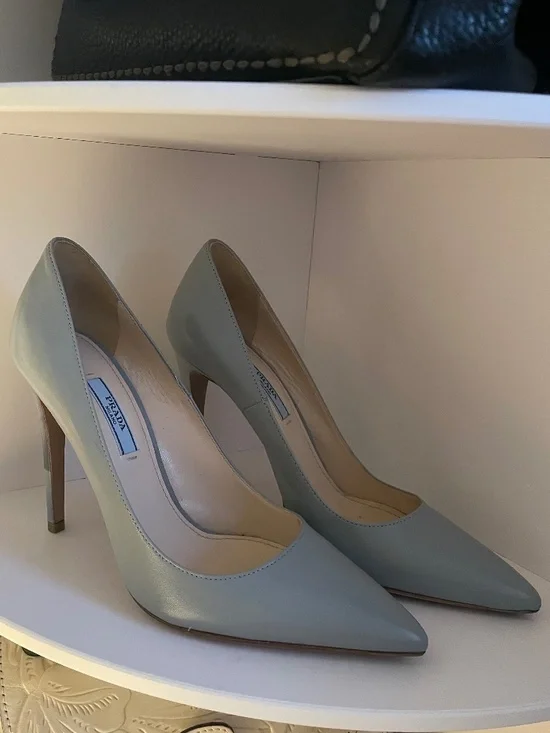 Prada Blue Leather Pointed Toe Heel - Picture 3 of 7